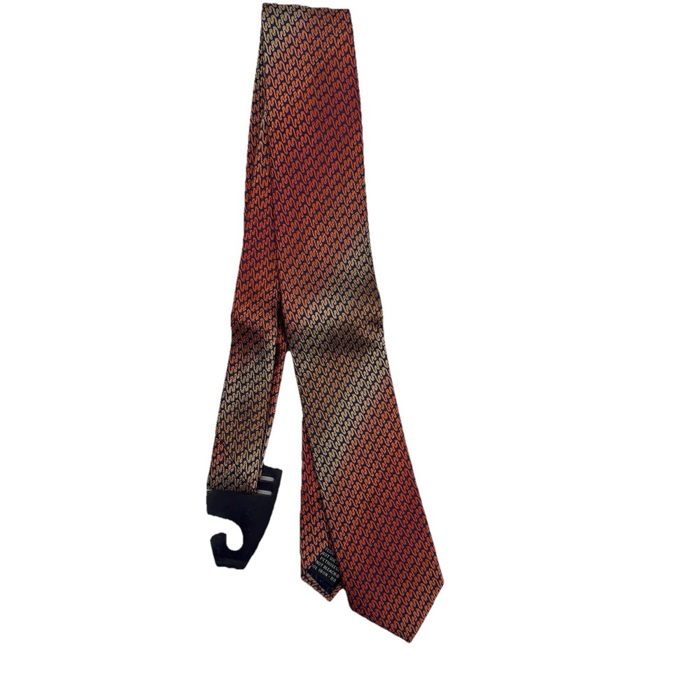 Missoni 100% Silk Tie Orange‎ Brown Blue Zigzag Pattern Made in Italy New